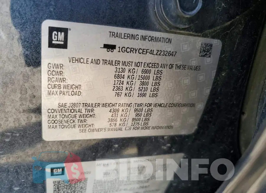 1GCRYCEF4LZ232647 Photo# 12