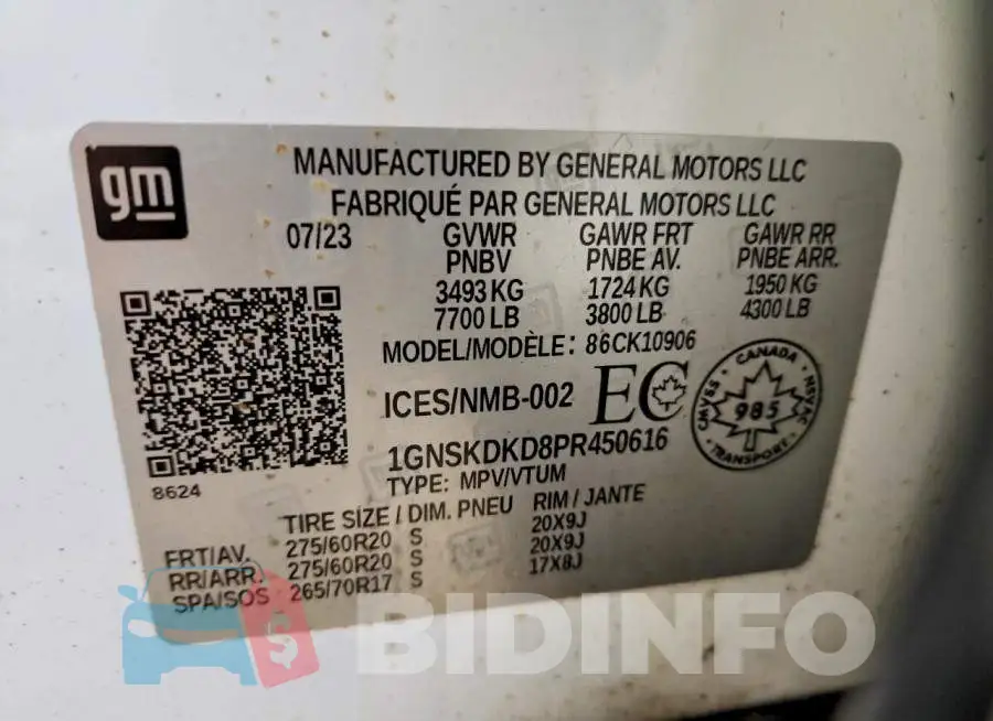1GNSKDKD8PR450616 Photo# 13