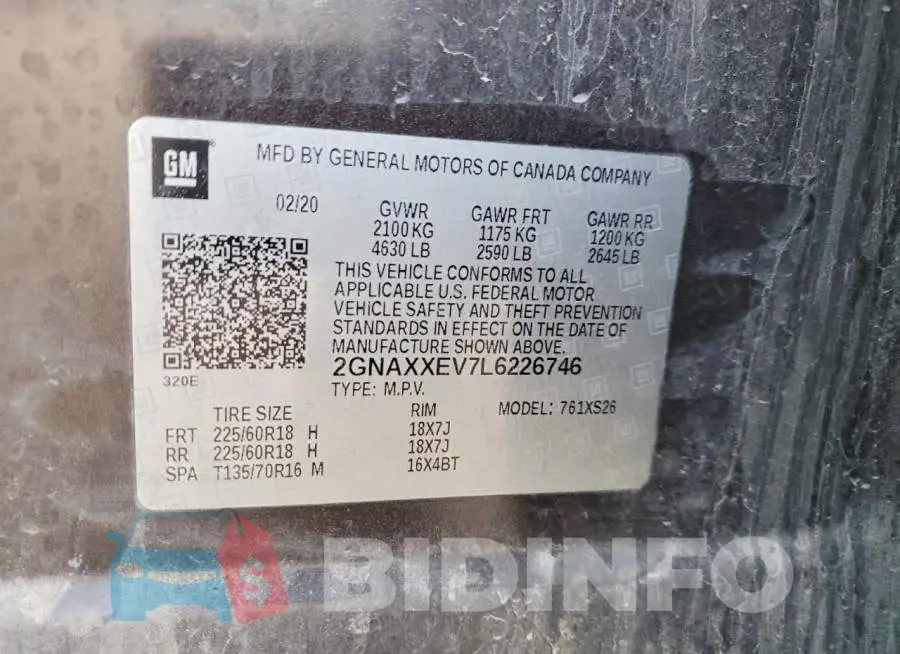 2GNAXXEV7L6226746 Photo# 13