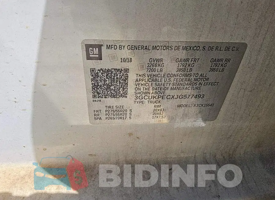 3GCUKPECXJG577493 Photo# 12