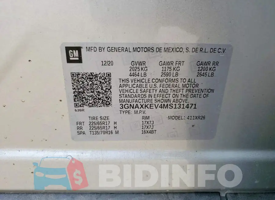 3GNAXKEV4MS131471 Photo# 14