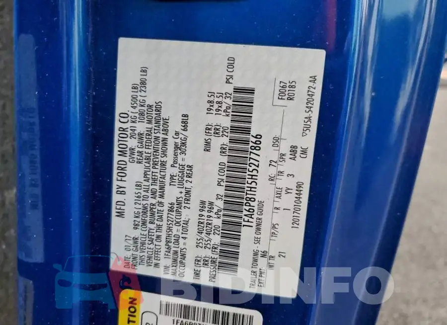 1FA6P8TH5H5277866 Photo# 13