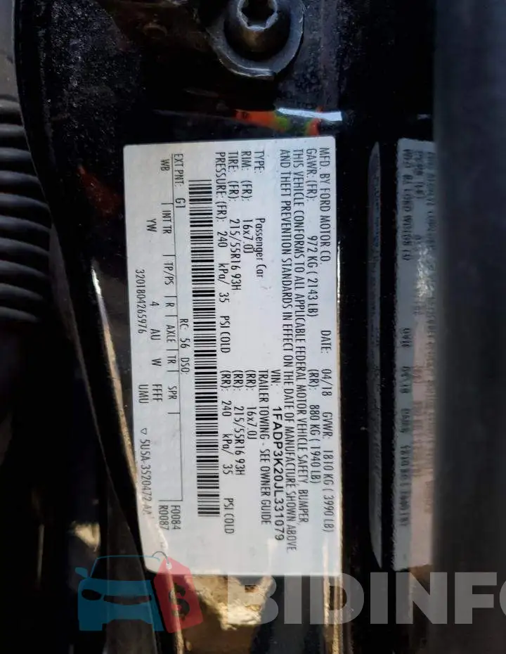 1FADP3K20JL331079 Photo# 12
