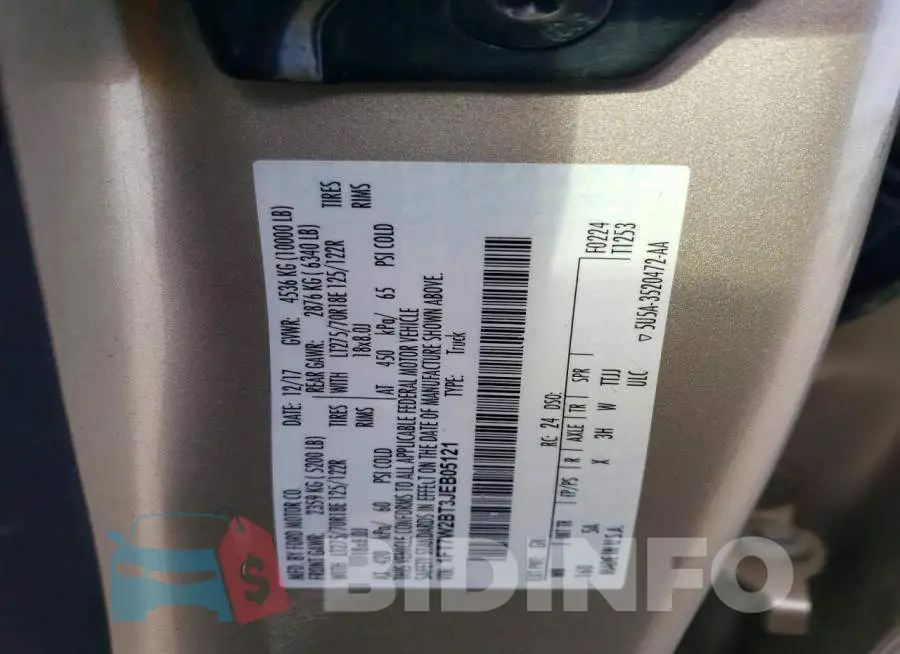 1FT7W2BT3JEB05121 Photo# 12