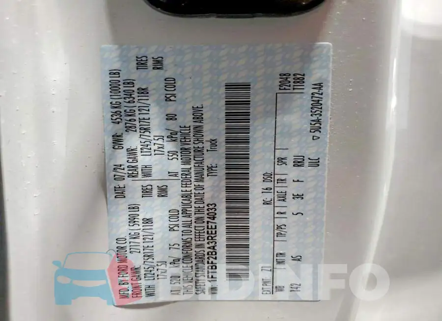 1FTBF2BA3REE74033 Photo# 13