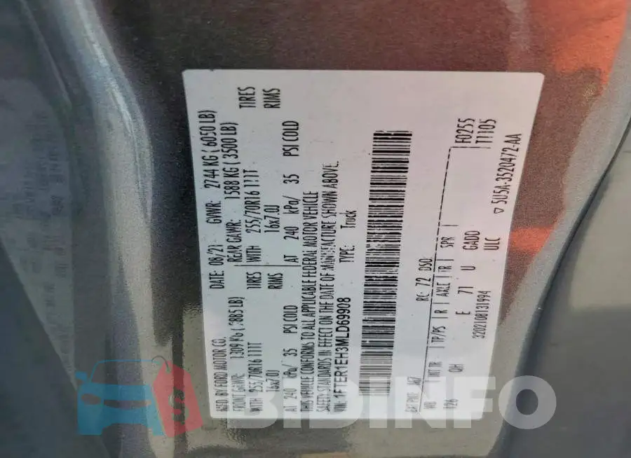 1FTER1EH3MLD69908 Photo# 12