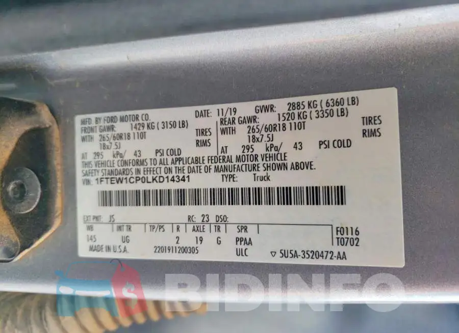 1FTEW1CP0LKD14341 Photo# 12