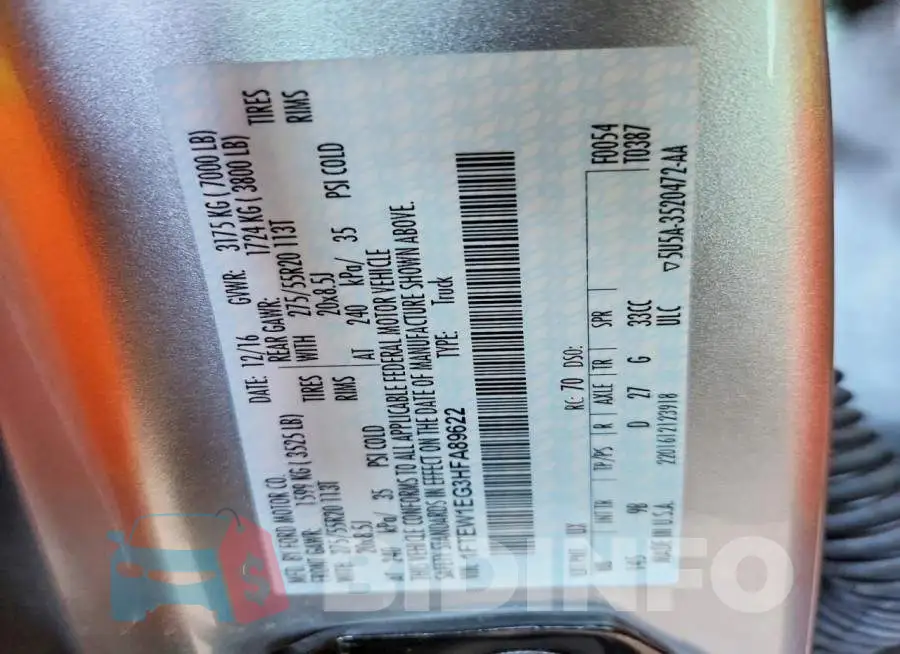 1FTEW1EG3HFA89622 Photo# 12