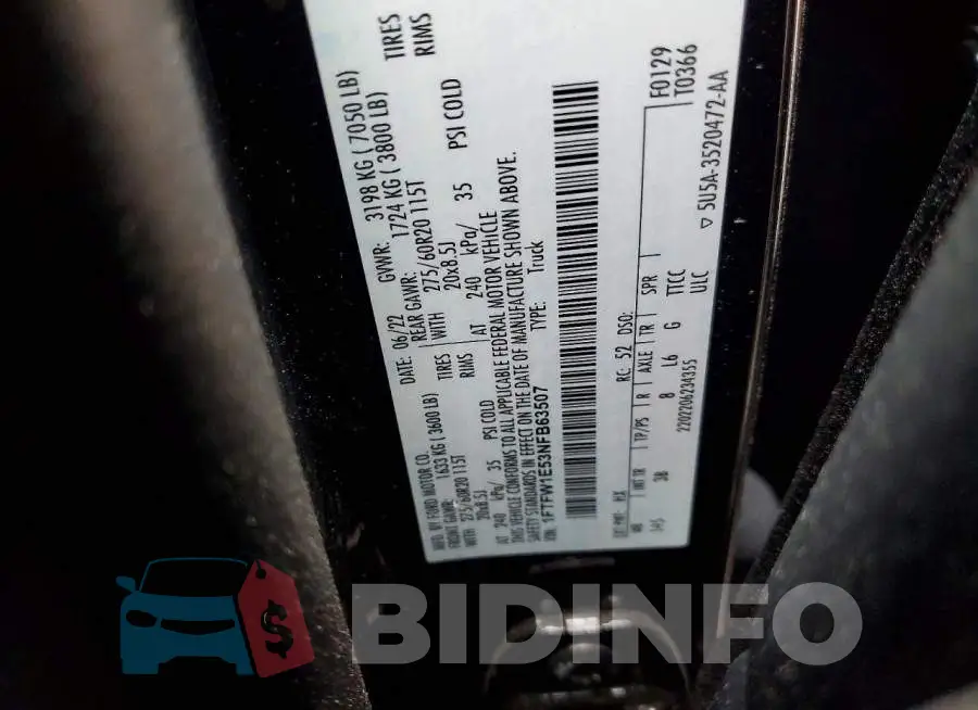 1FTFW1E53NFB63507 Photo# 12
