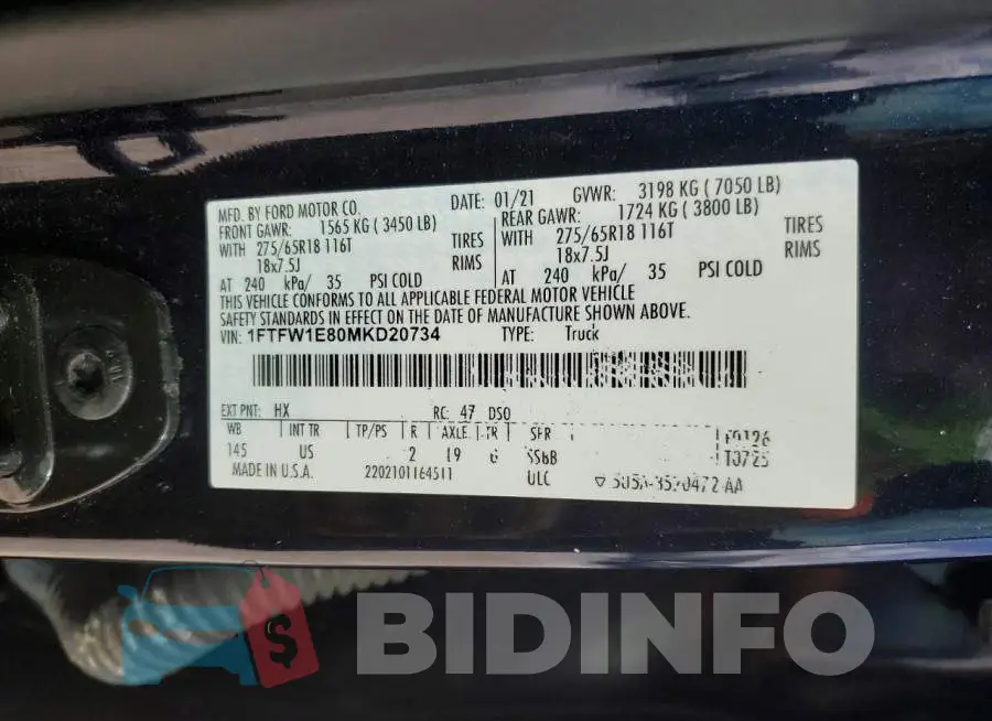 1FTFW1E80MKD20734 Photo# 12