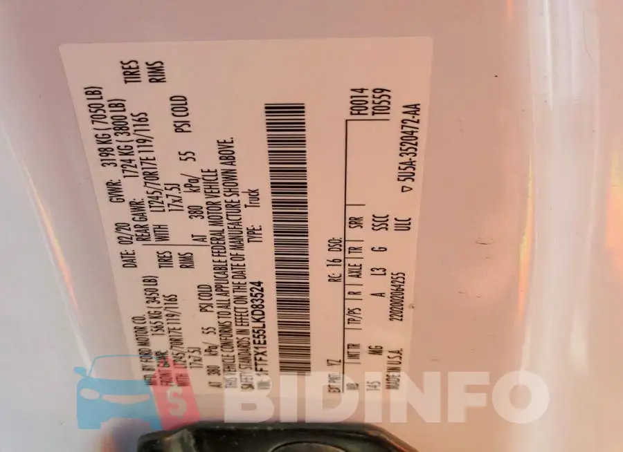 1FTFX1E55LKD83524 Photo# 12