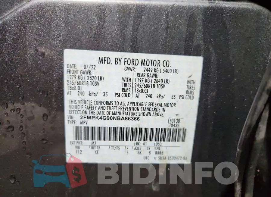 2FMPK4G90NBA86366 Photo# 13