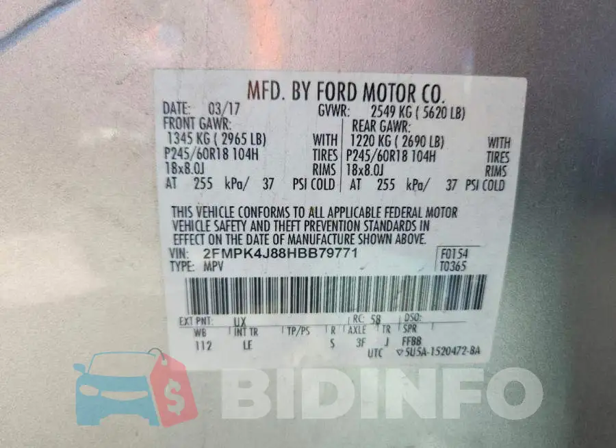 2FMPK4J88HBB79771 Photo# 13