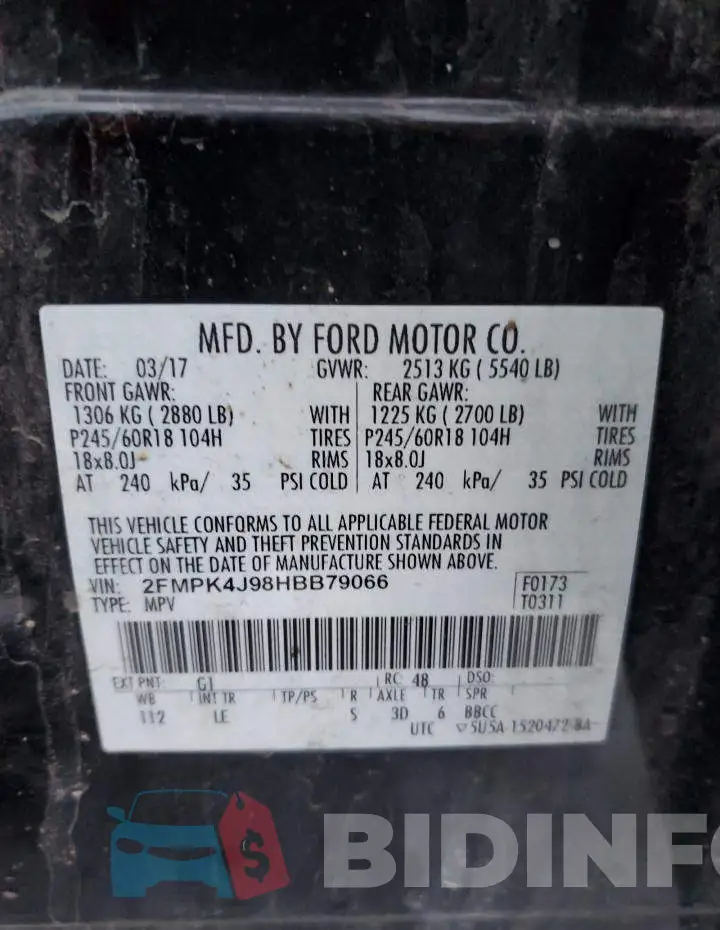 2FMPK4J98HBB79066 Photo# 14