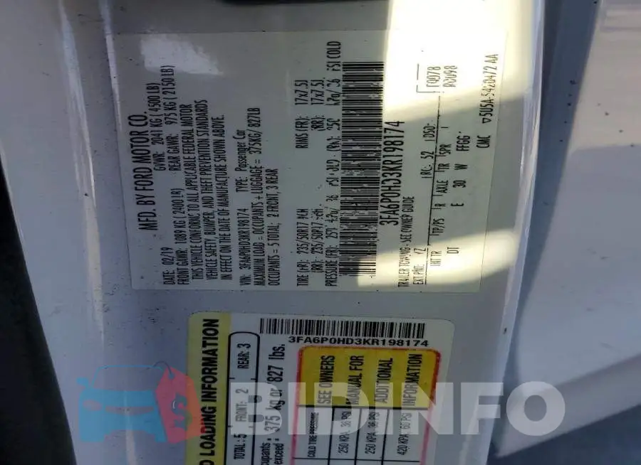 3FA6P0HD3KR198174 Photo# 12