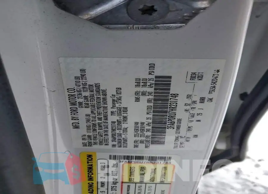 3FA6P0RU7HR231748 Photo# 12