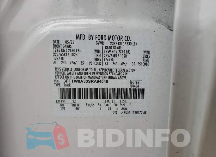 3FTTW8A30SRA94046 Photo# 12