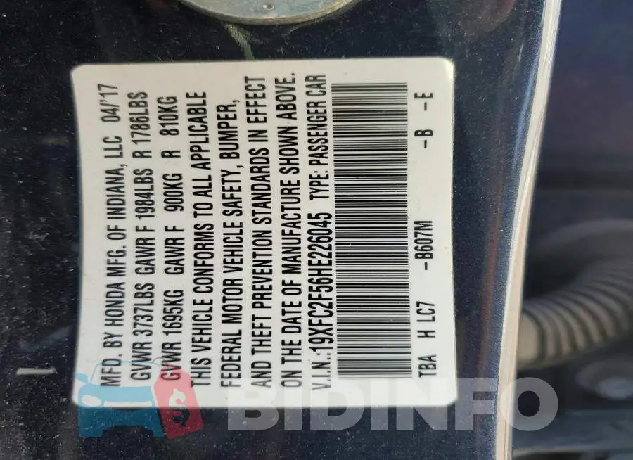 19XFC2F56HE226045 Photo# 12
