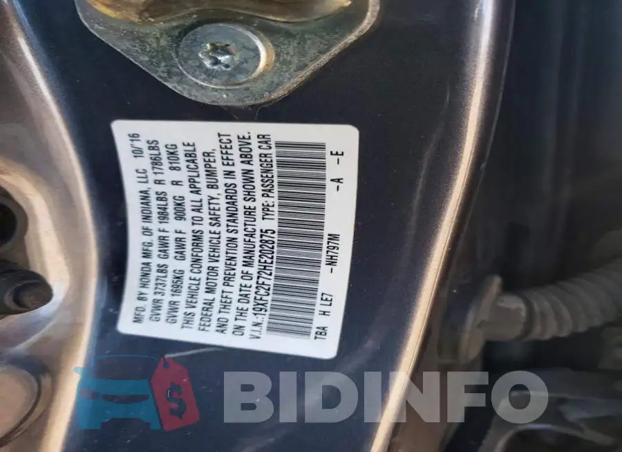 19XFC2F72HE202875 Photo# 12