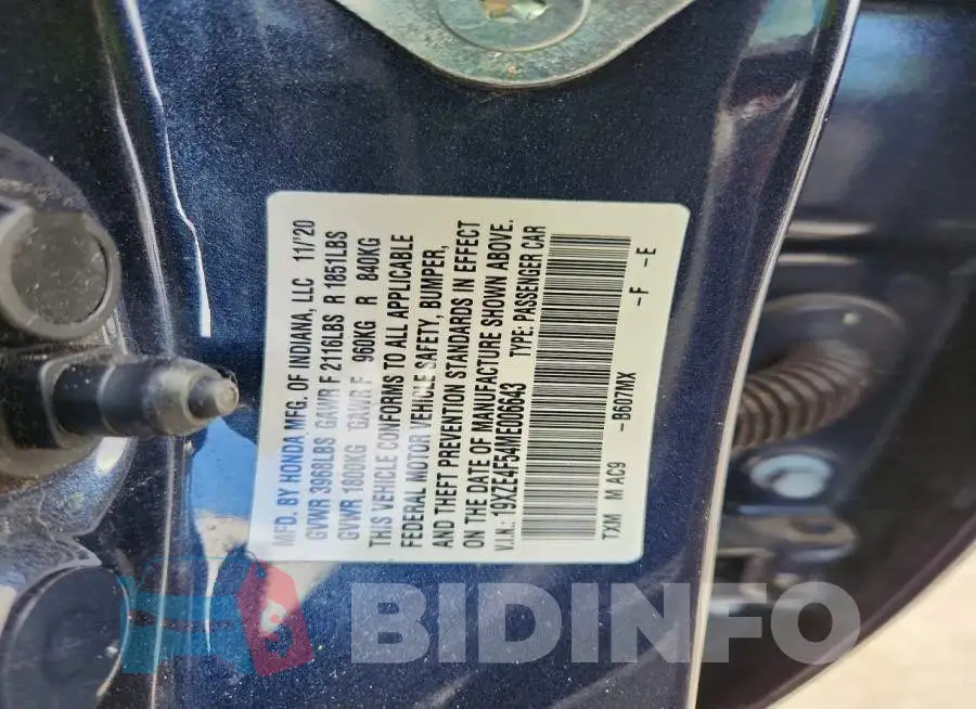 19XZE4F54ME006643 Photo# 13