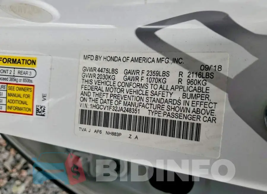 1HGCV1F32JA248351 Photo# 12
