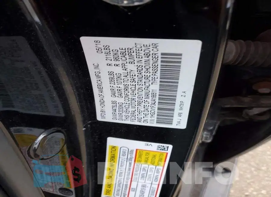 1HGCV1F34JA166511 Photo# 12