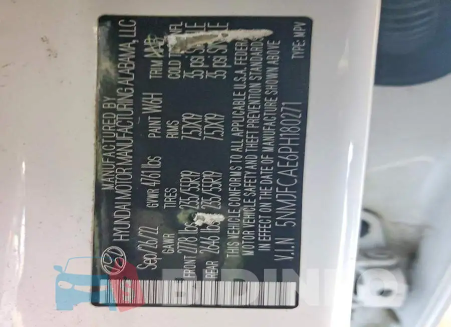 5NMJFCAE6PH180271 Photo# 13