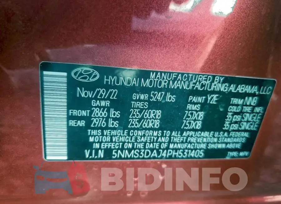 5NMS3DAJ4PH531405 Photo# 13