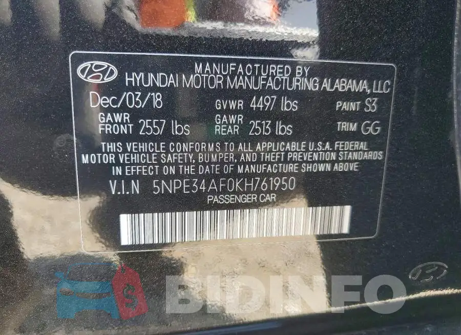 5NPE34AF0KH761950 Photo# 13