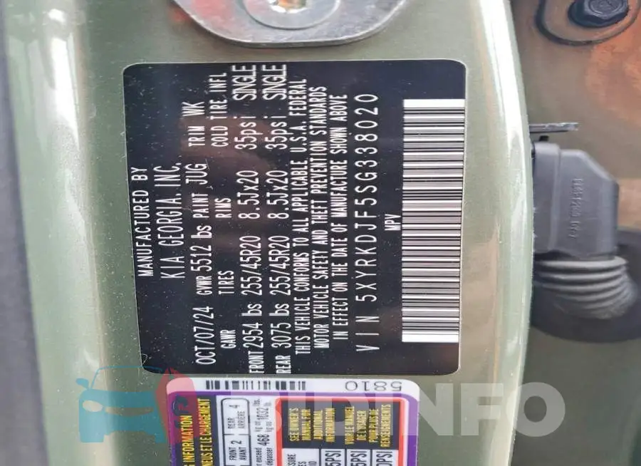 5XYRKDJF5SG338020 Photo# 14