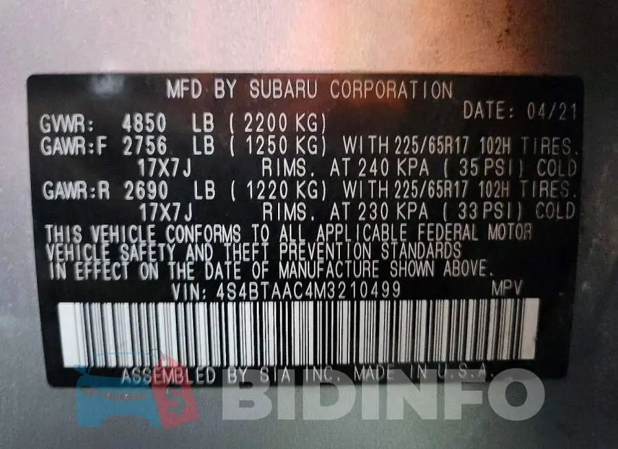 4S4BTAAC4M3210499 Photo# 14