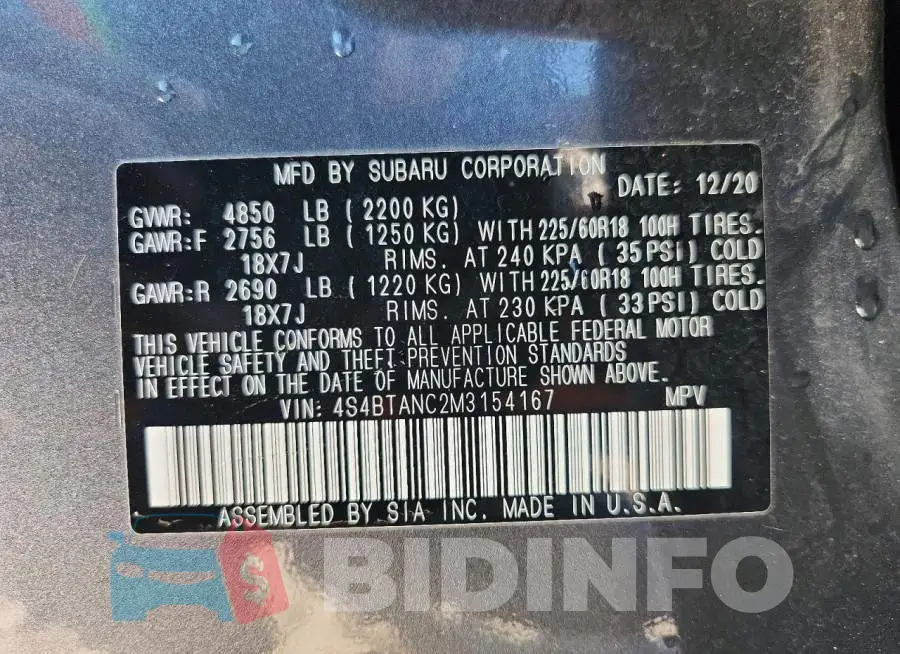 4S4BTANC2M3154167 Photo# 13