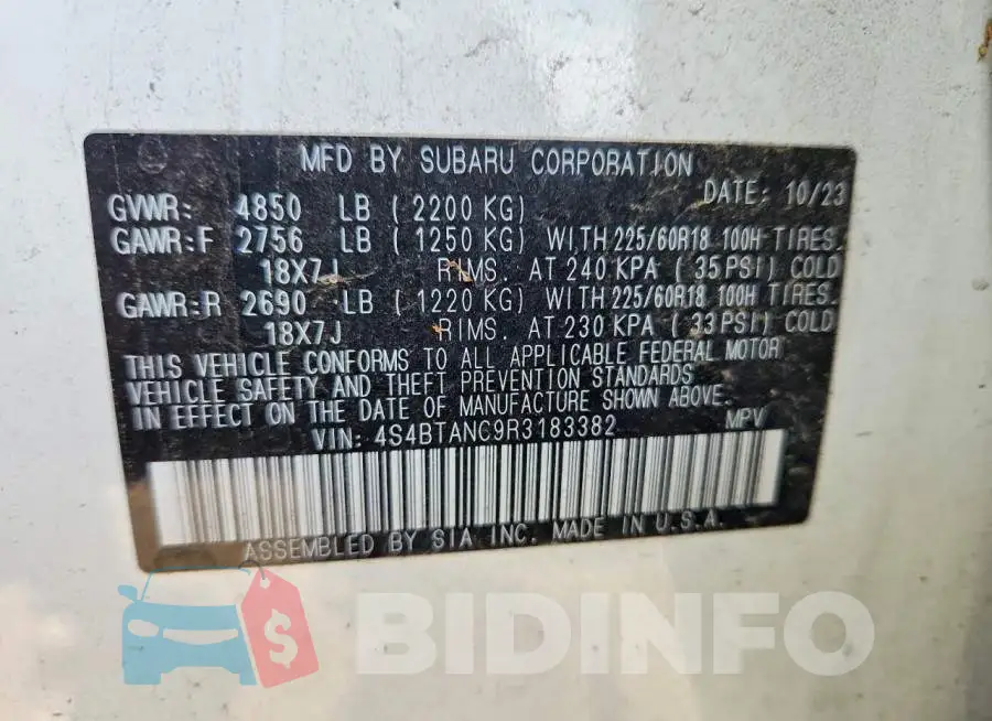 4S4BTANC9R3183382 Photo# 12