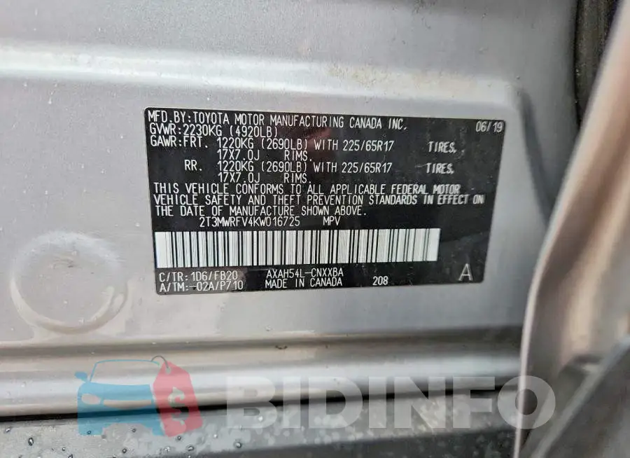 2T3MWRFV4KW016725 Photo# 13