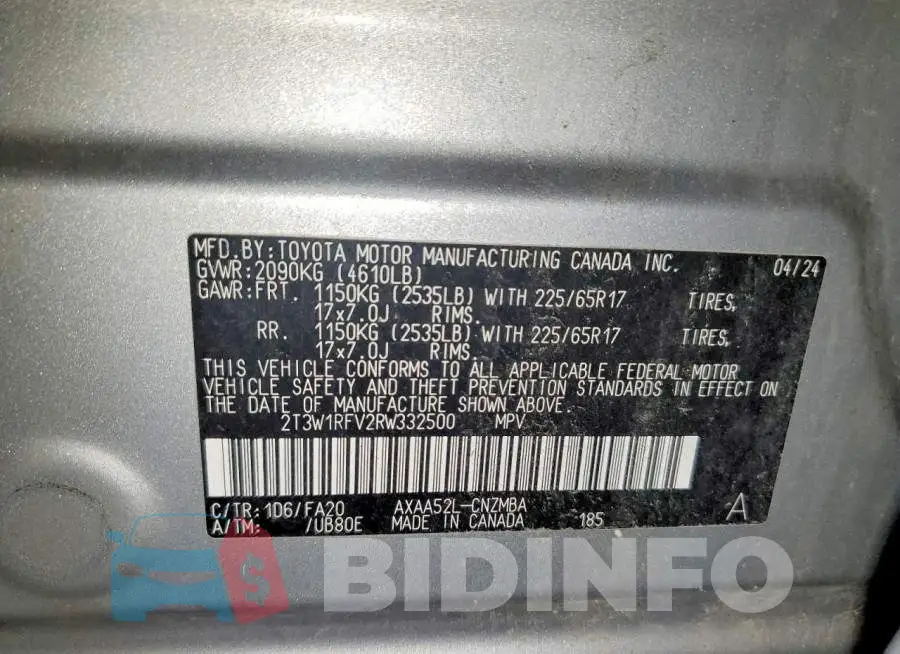 2T3W1RFV2RW332500 Photo# 13