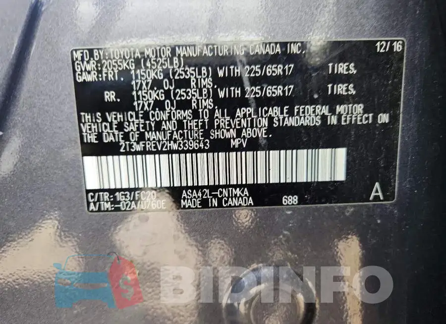 2T3WFREV2HW339643 Photo# 13