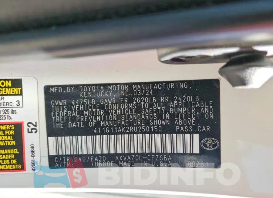 4T1G11AK2RU250150 Photo# 12