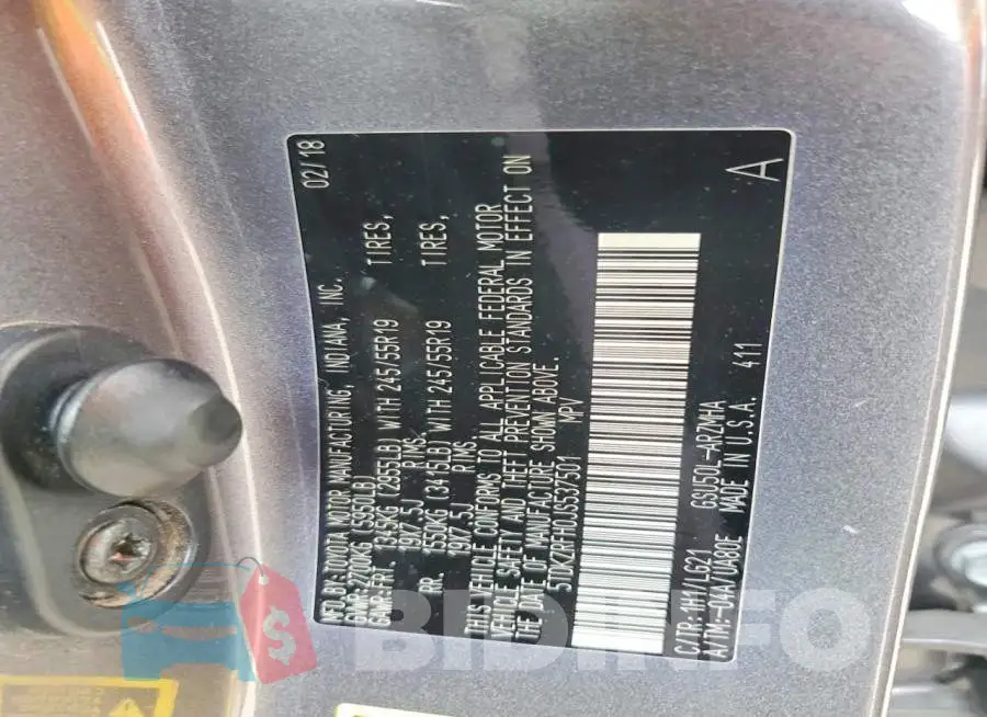 5TDKZRFH0JS537501 Photo# 13
