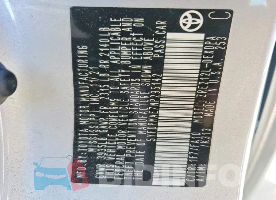 5YFDPMAE7NP295142 Photo# 12