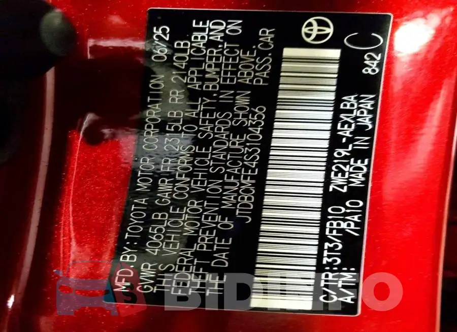 JTDBCMFE4S3104356 Photo# 13