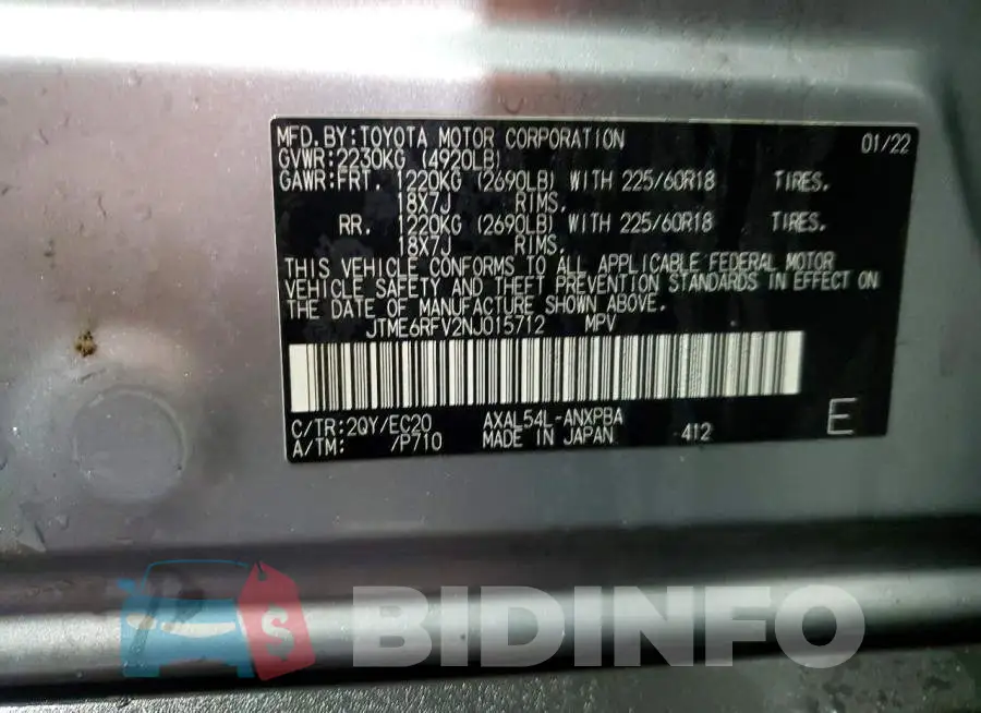 JTME6RFV2NJ015712 Photo# 13