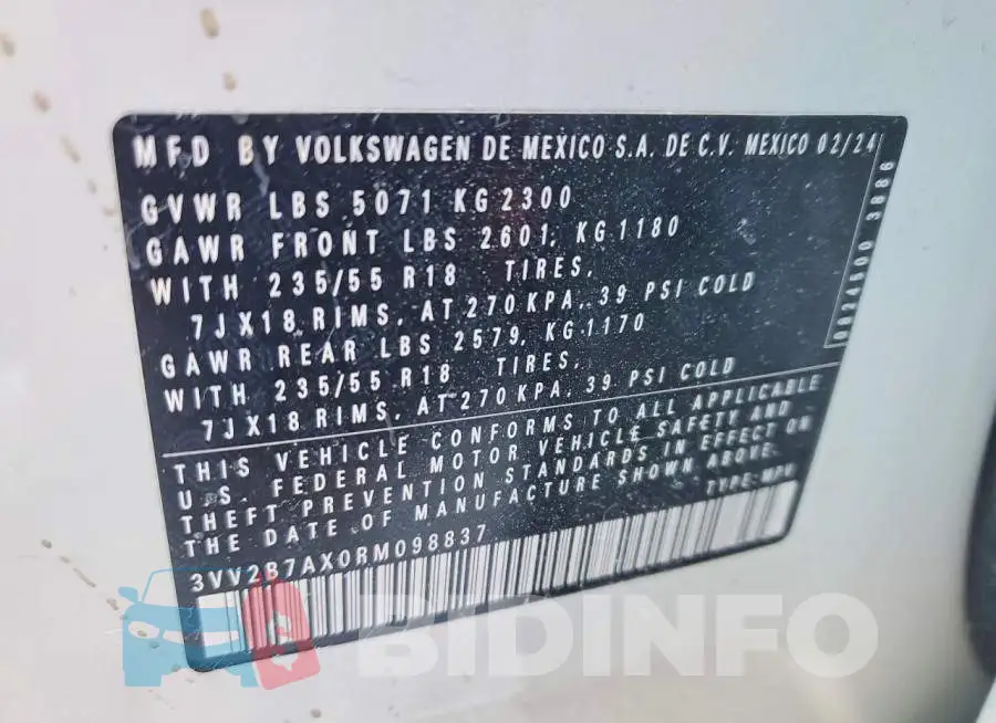 3VV2B7AX0RM098837 Photo# 13