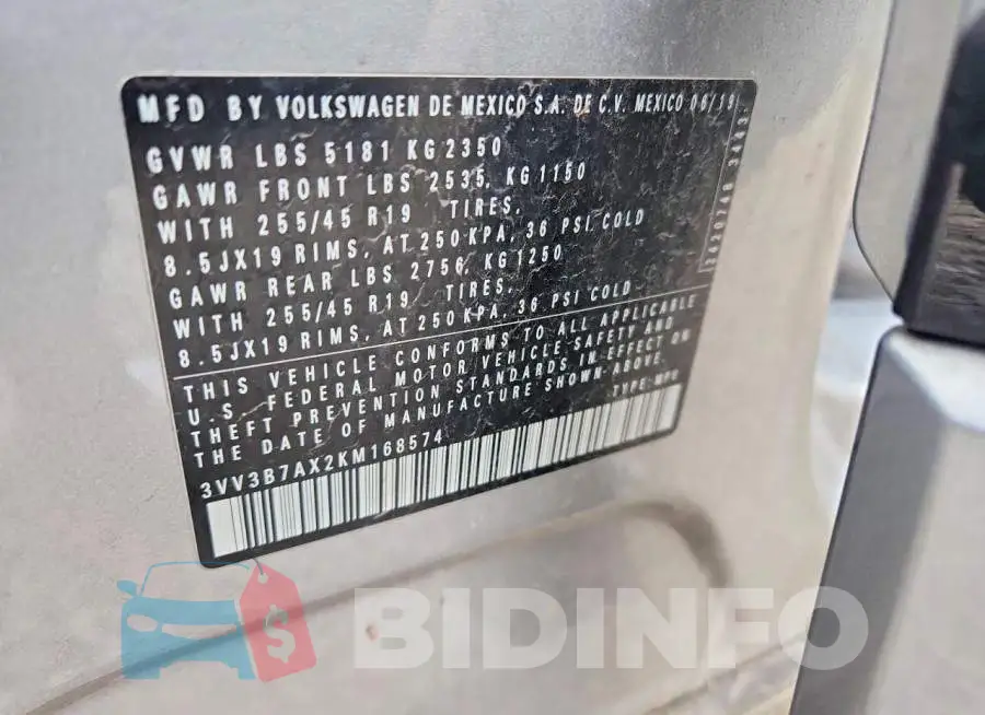 3VV3B7AX2KM168574 Photo# 13