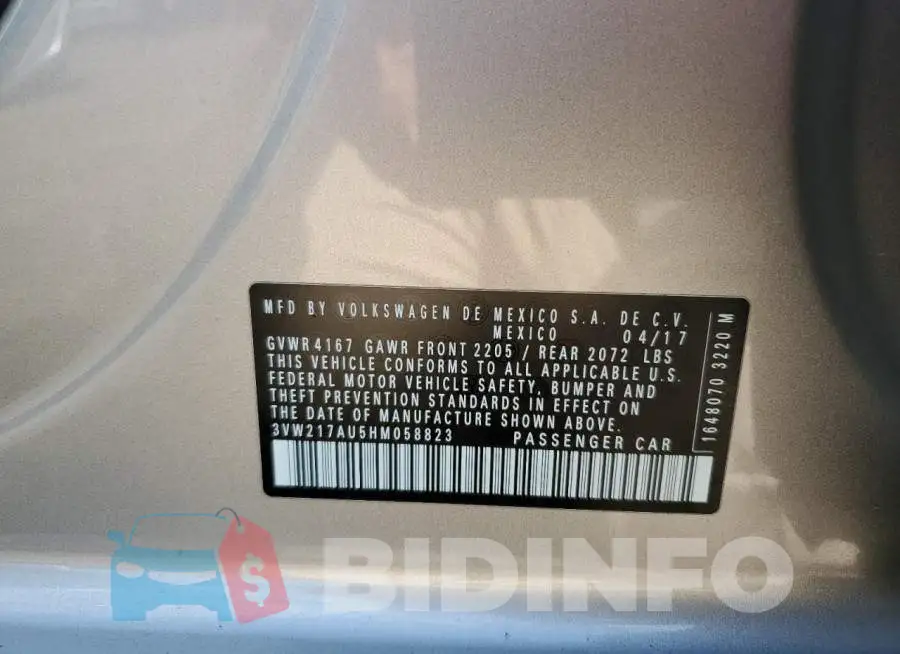 3VW217AU5HM058823 Photo# 12