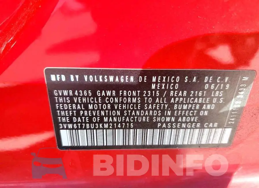 3VW6T7BU3KM214715 Photo# 13