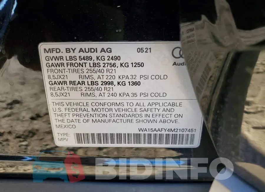 WA15AAFY4M2107451 Photo# 13