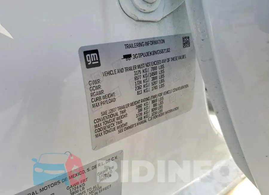 3GTPUJEK8NG587182 Photo# 13
