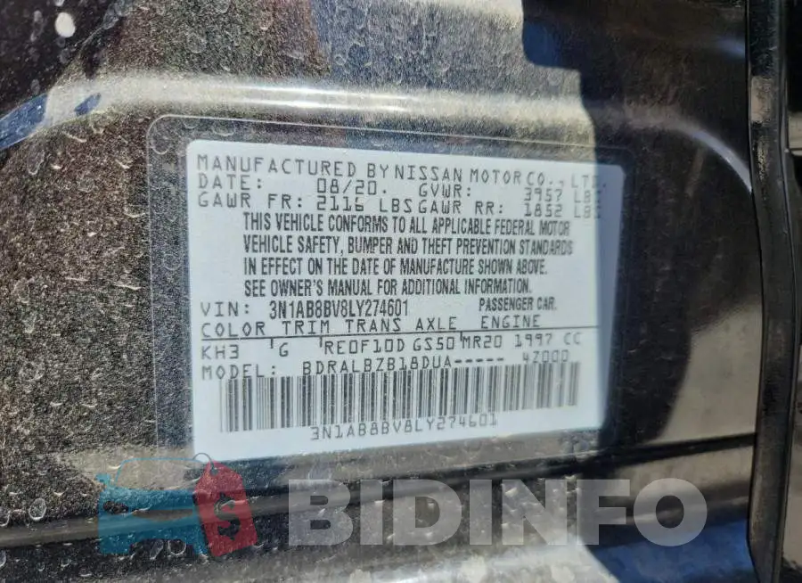 3N1AB8BV8LY274601 Photo# 13