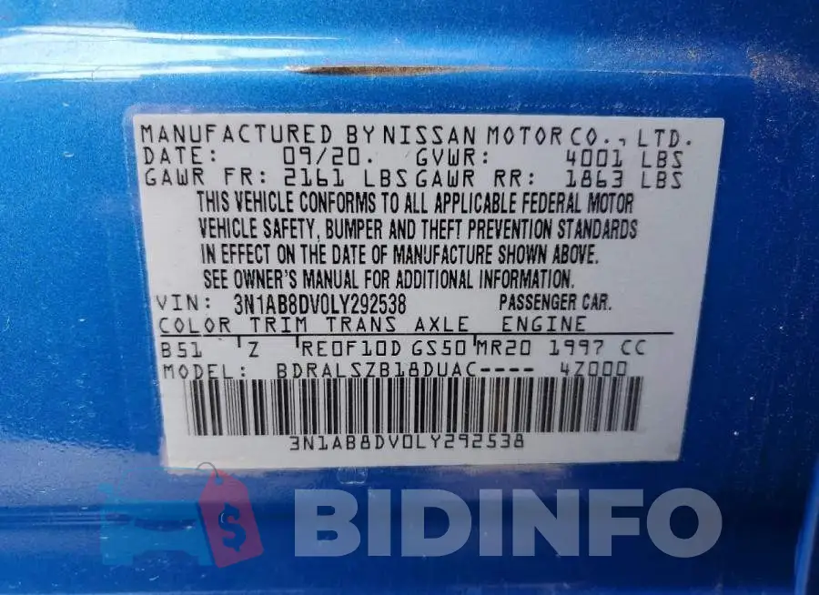 3N1AB8DV0LY292538 Photo# 13