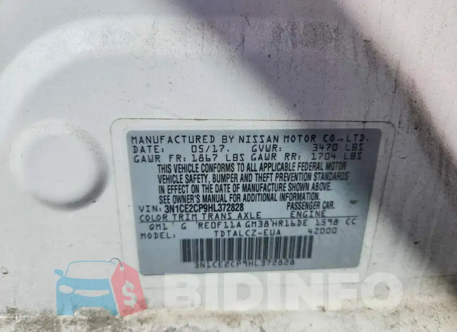 3N1CE2CP9HL372828 Photo# 12